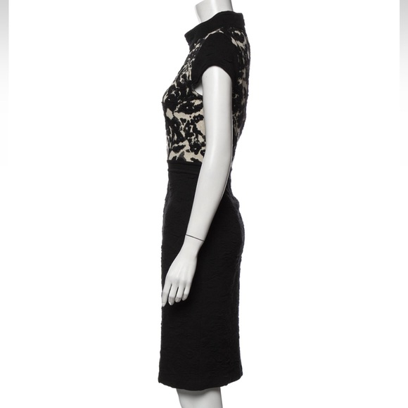 St. John Lace Pattern Midi-Length Textured Knit Dress - Picture 2 of 8